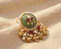 Vasant Mandal — Jade Green Kundan Halo Drop Earrings