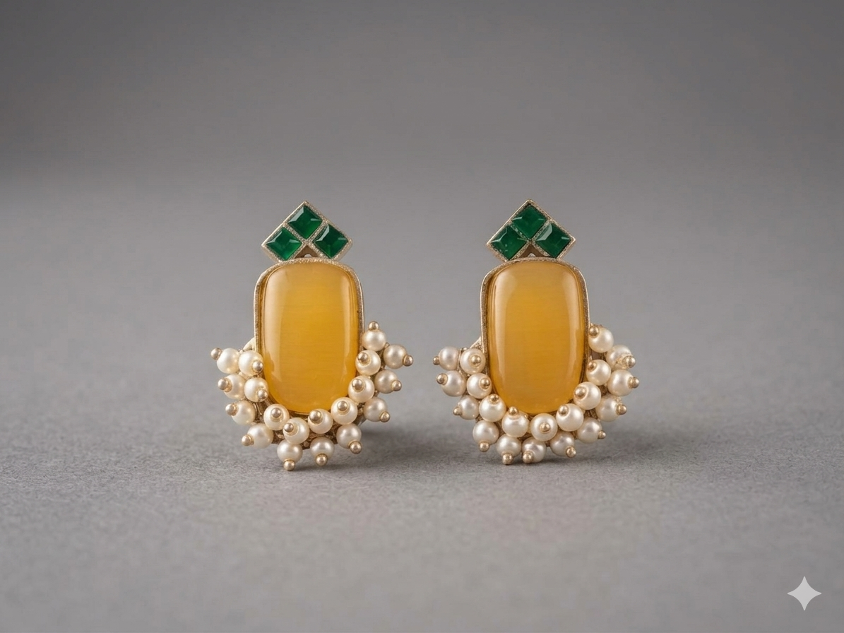 Ganga Yamuna - Drop Stud Earings