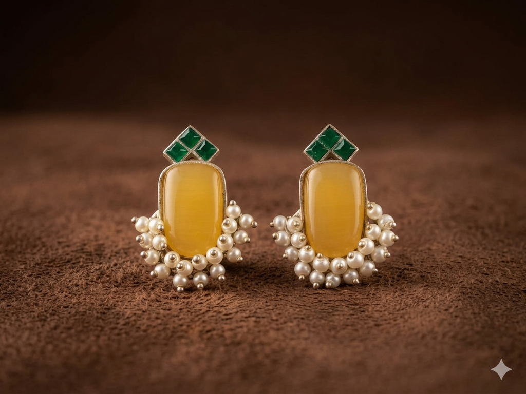 Ganga Yamuna - Drop Stud Earings