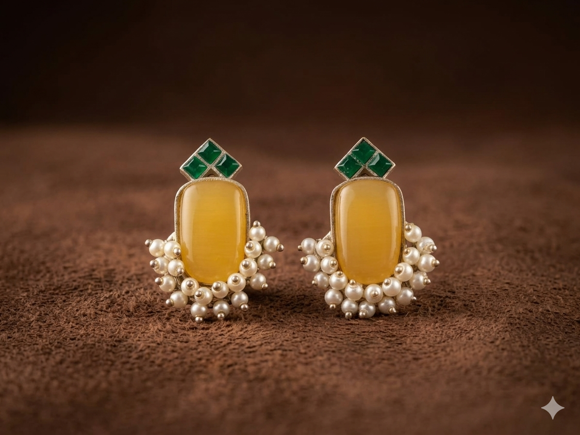 Ganga Yamuna - Drop Stud Earings