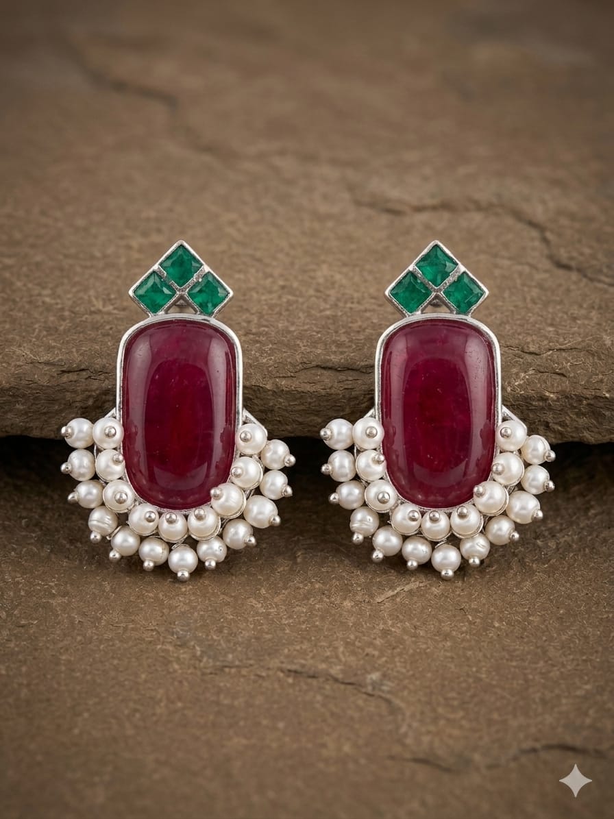 Ganga Yamuna Drop Stud Earings
