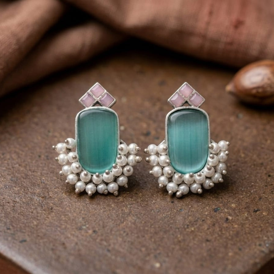 Ganga Yamuna -Drop Stud Earrings